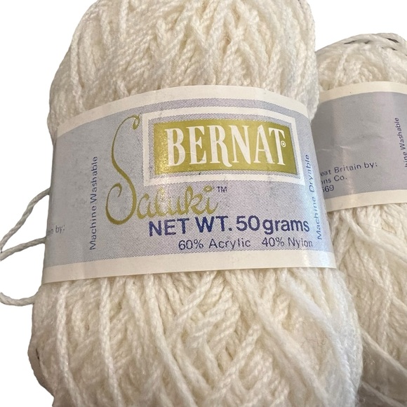 2 Skeins Bernat Natural Yarn Barella Sportspun Saluki‎ WHITE Soft Acrylic Nylon - Picture 2 of 10
